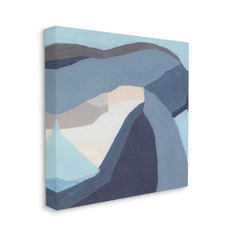 «Geometric Coastal Shape Arrangement Abstract Blue Gray» par June Erica Vess - Peinture sur toile, Toile tendue