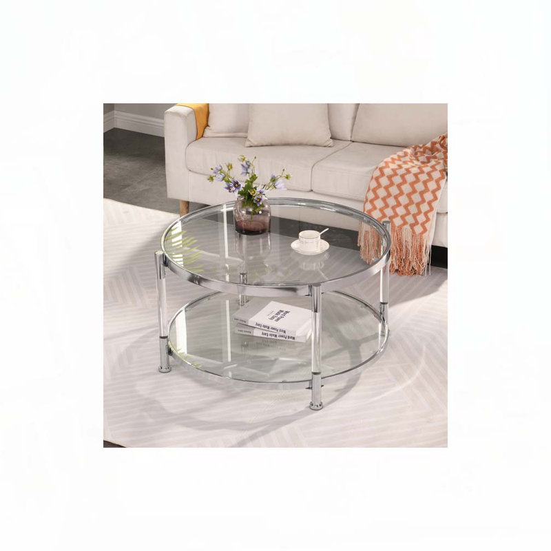 Table basse ronde en verre trempé 32,3 po