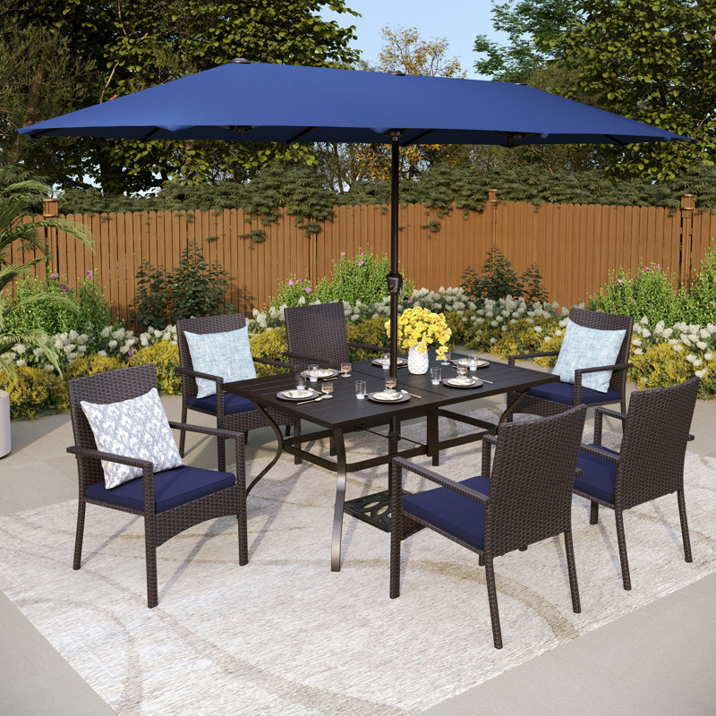 6-Person Patio Dining Set with Rectangular Table
