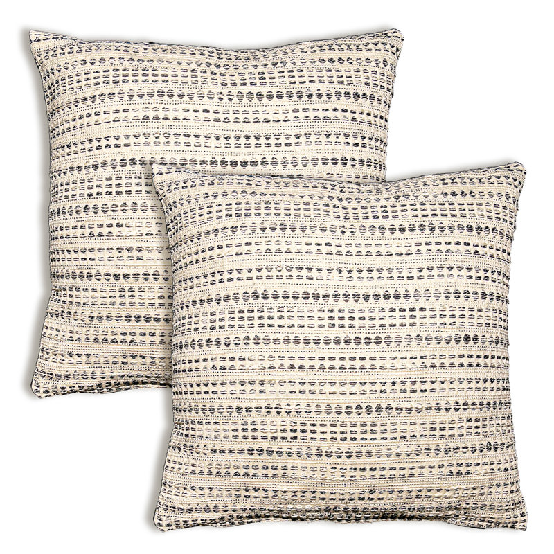 Striped Cotton Blend Pillow Cover, 20" H x 20" W