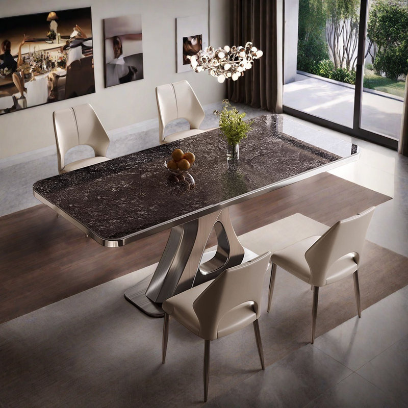 Ensemble de table à manger moderne haut de gamme noir, H 29,52 po x L 70,86 po x l 35,43 po