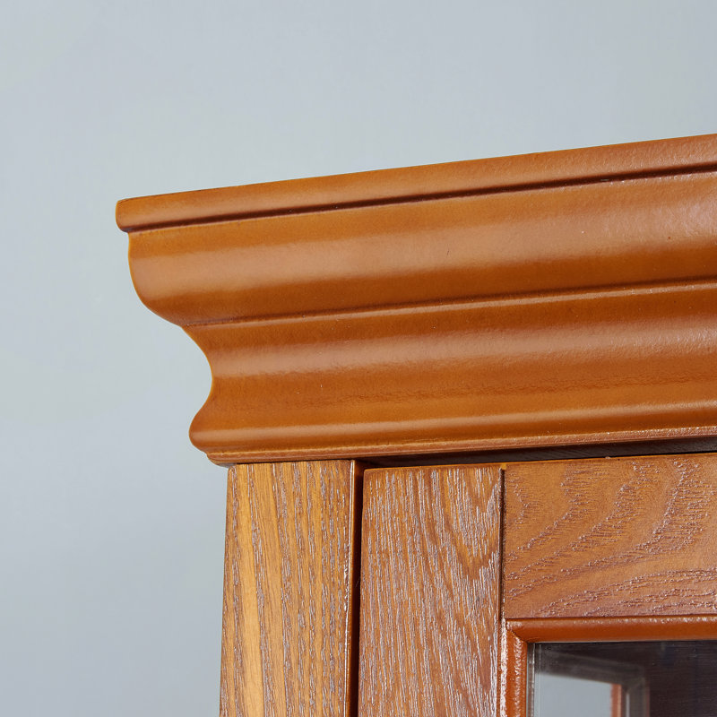 Cabinet avec tablettes réglables et panneau arrière en miroir, portes en verre trempé, Brun