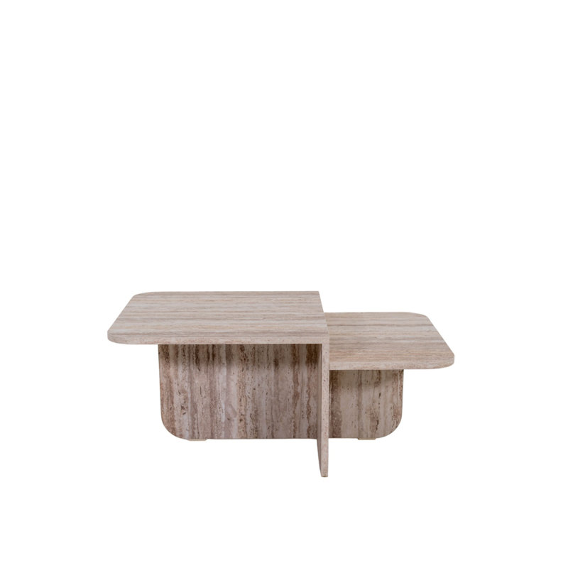 Two-Tier Rectangular Coffee Table, Travertine, Beige