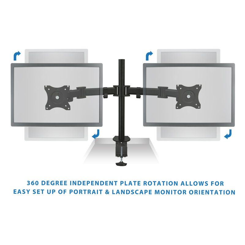 Black Dual Monitor Desk Mount with Adjustable Arms