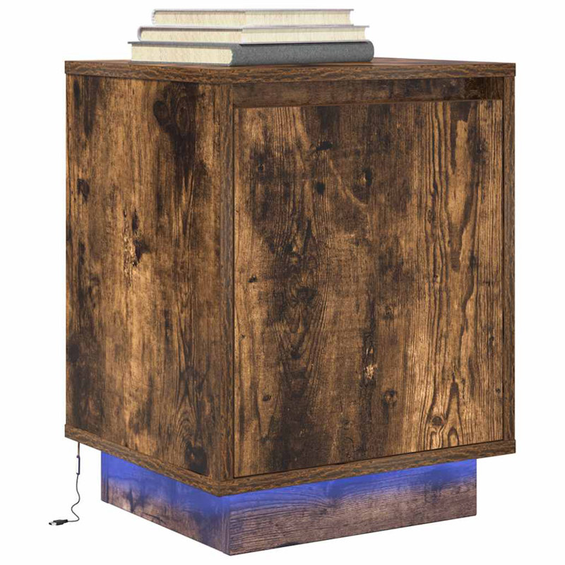 Dariona 38cm W Manufactured Wood Bedside Table, Smoked Oak