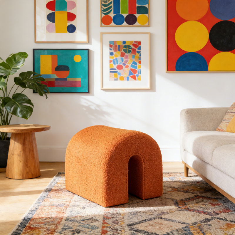 Teddy Boucle N-Style Ottoman, Orange