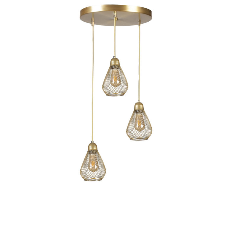Élégant lustre doré avec hauteur réglable, structure en métal, 28,3 po x 11,8 po | Finition antique, douille E27 (40 W maximum) | Parfait pour le salon, la salle à manger ou le vestibule | Luminaire élégant