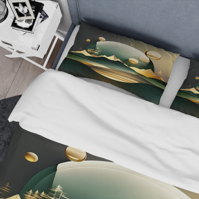 Ensemble de housse de couette en microfibre / polyester Dreamy Golden Mountain III