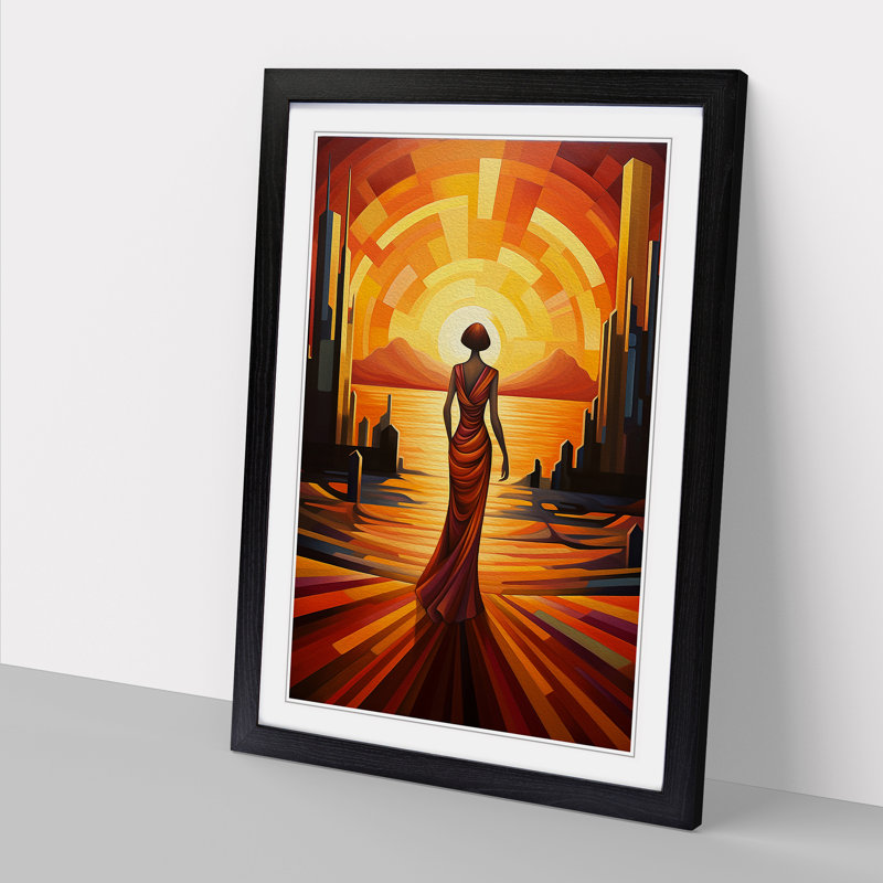 Single Picture Frame Print on Wood, 64cm H x 46cm W, Black Framed