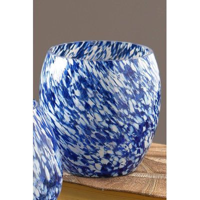 Porte-bougie blanc et bleu