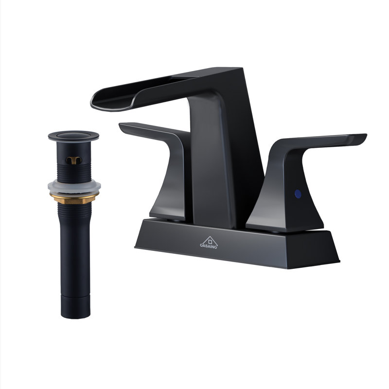Matte Black Brass Centerset 2-Handle Bathroom Faucet
