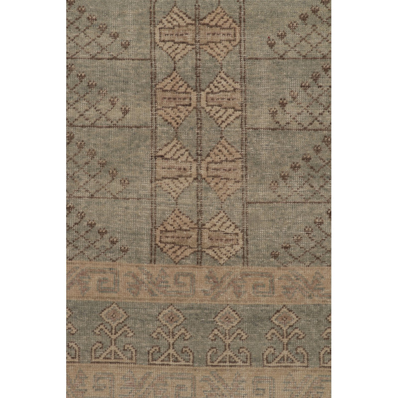 Distressed Homage Hand Knotted Wool Geometric Area Rug, Rectangle 12' x 15'