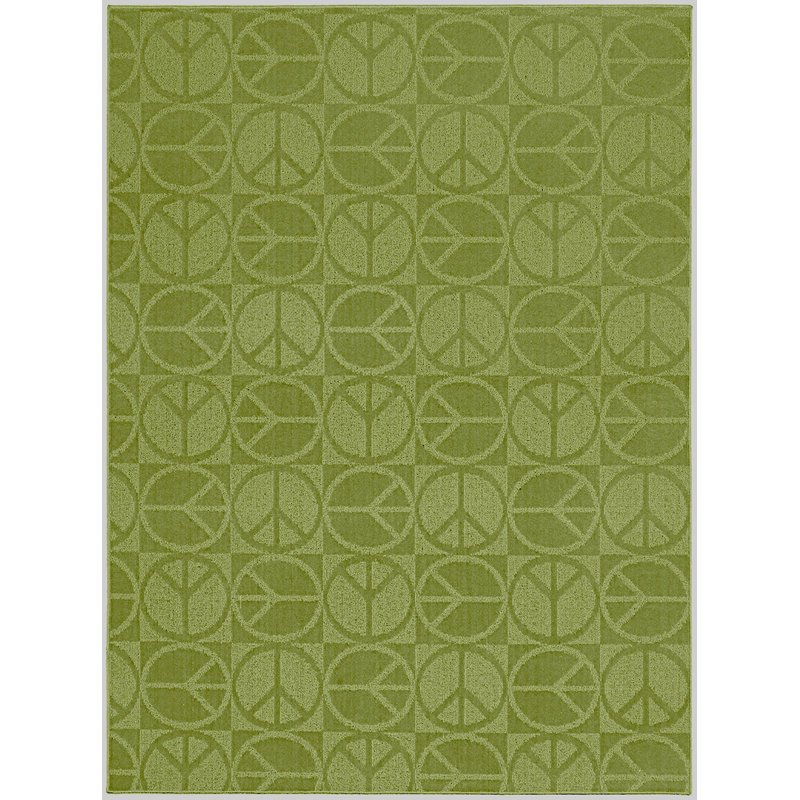 Tapis vert touffeté à motif géométrique Stach, Rectangle 7 pi 6 po x 9 pi 6 po