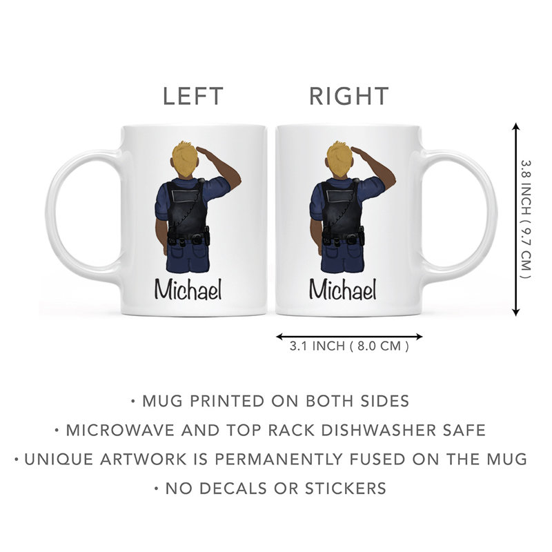 Tasse à café personnalisée, Brun / jaune, homme, agent de police 27, Oui
