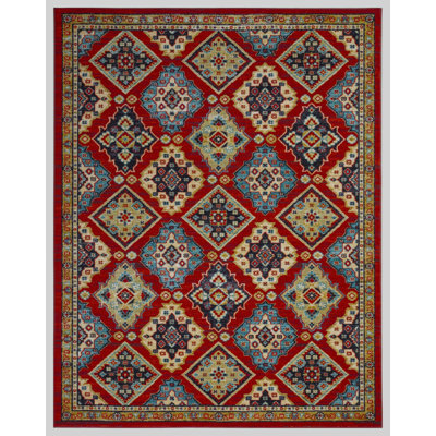 Lyanne Washable Non-Slip Red Area Rug