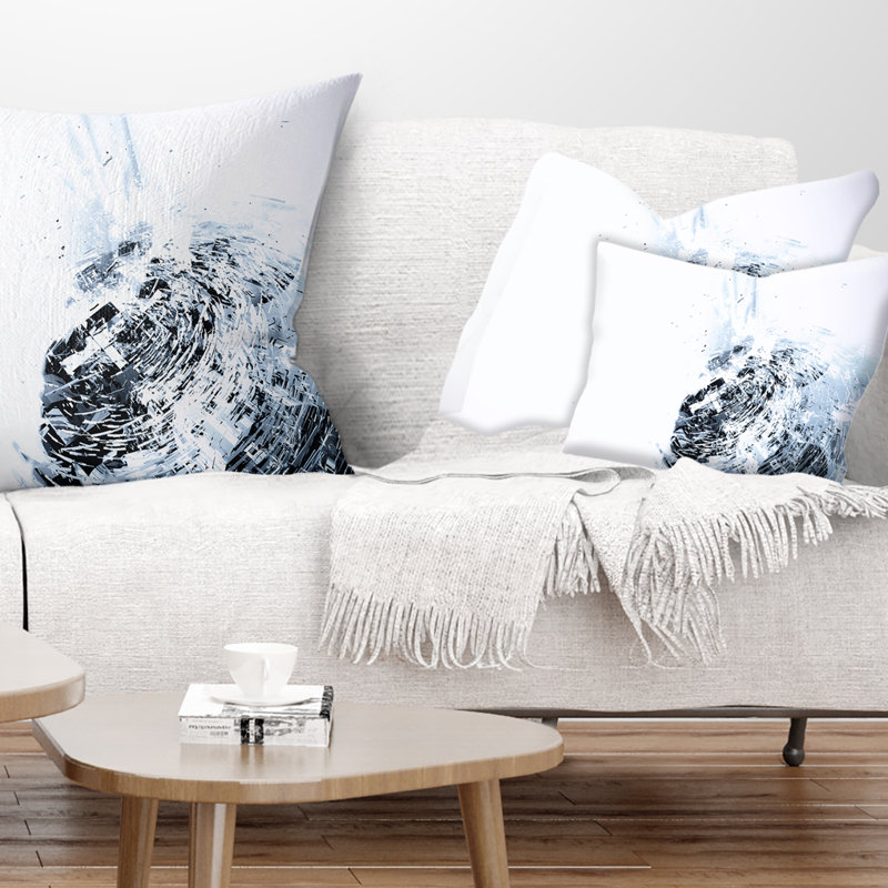 Art abstrait 3D en cristal blanc - coussin imprimé abstrait, Rectangulaire, 12 po x 20 po