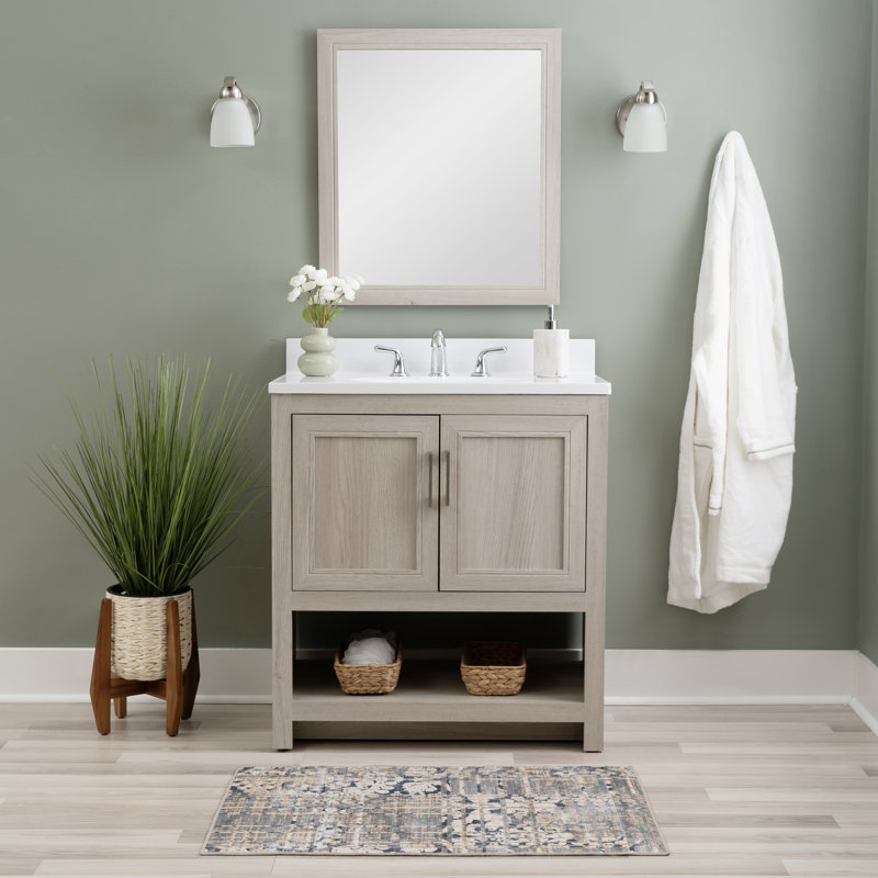 Stovall 30 Inch Vanity With Mirror, Sandstone