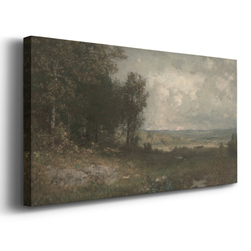Paysage, série DLX-III, toile tendue avec châssis, prête à être accrochée, H 25 po x l 49 po, Doré