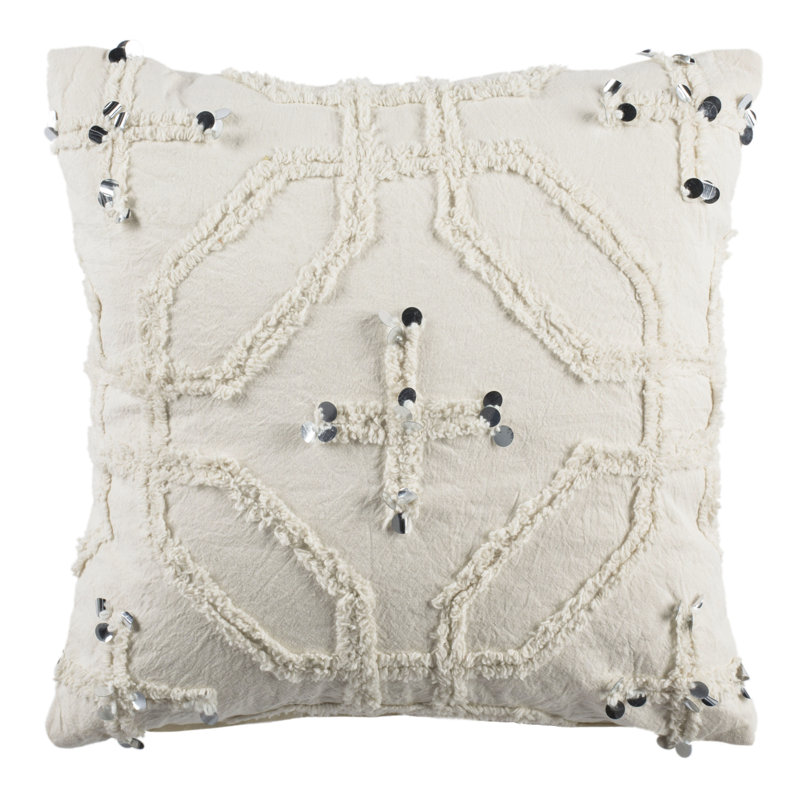 Sequined Cotton Throw Pillow