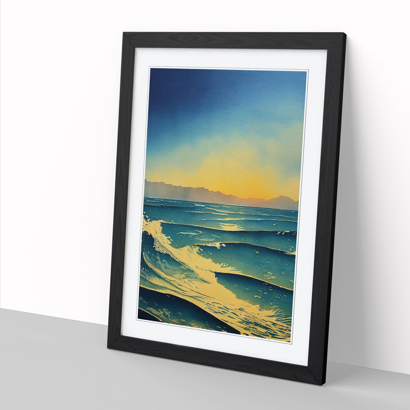 Watercolour Seascape Vol.3 - Picture Frame Print, Black, 46cm H x 34cm W x 2cm D