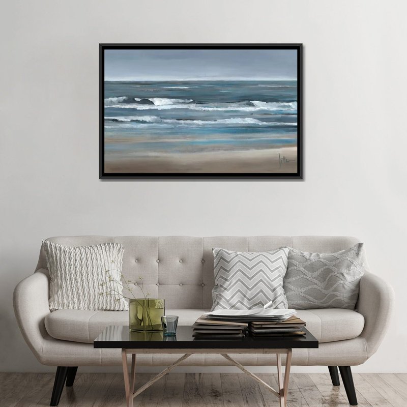 «Waves II», impression sur toile, H 18 po x l 26 po x P 1,5 po, Toile encadrée noire, Pas de tapis