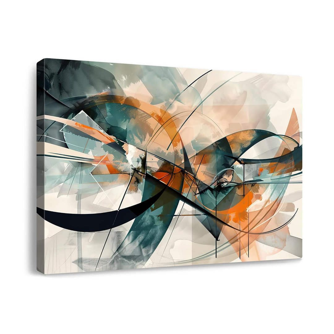 Modern Abstract Canvas Wall Art Graffiti Artwork In Cyan And Orange Colors Framed Elegant Morandi Color Painting Prints For Living Room Bedroom Office