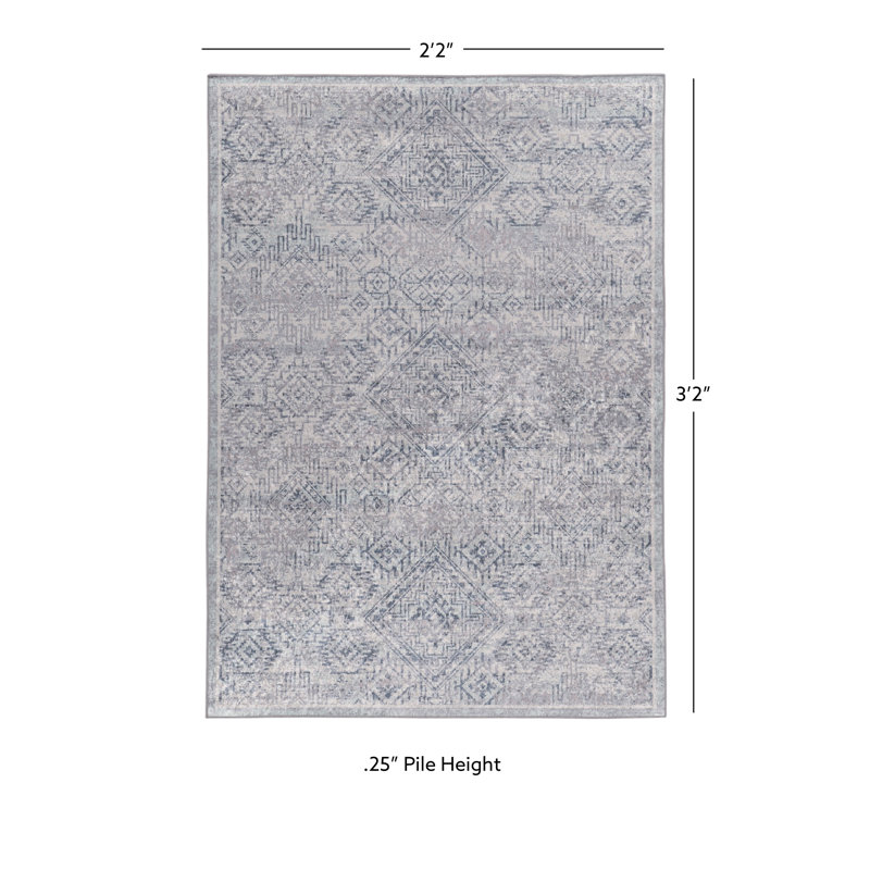 Kennard Modern Machine Woven Flatweave Gray and Thistle Area Rug with Non Skid Backing, Rectangle 2'2" x 3'2"