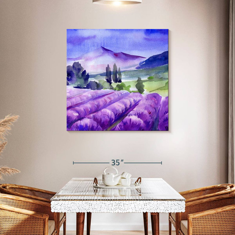 Alvord aquarelle ferme de lavande, H 39 po x l 39 po