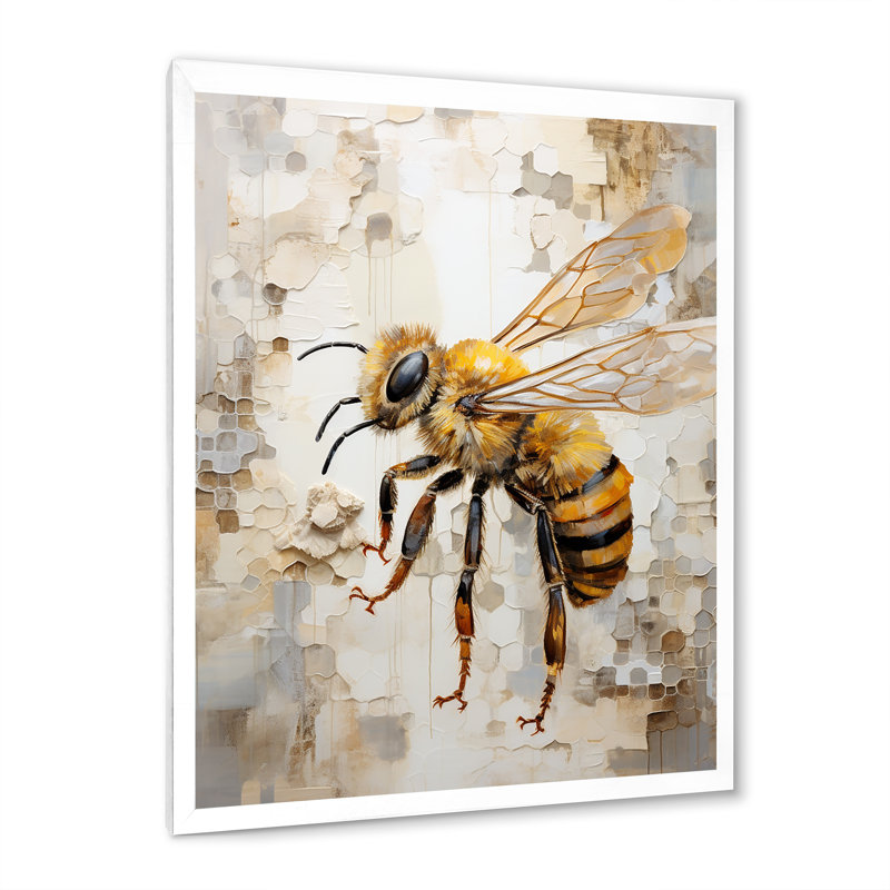 " Minimalism Buzzing Bee III ", White Picture Framed, 32" H x 24" W x 1" D
