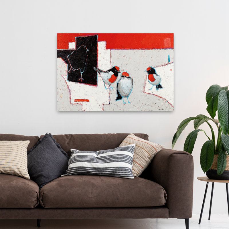 Abstract Bird Birds - Lets Just Fly Outta Here, 32" H x 48" W