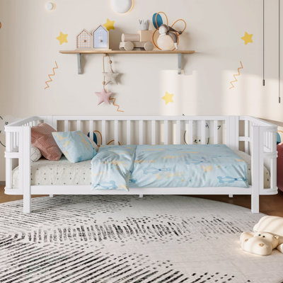 Lit plateforme double en bois pour enfants avec rampes, lit double en fer avec rampes pour enfants