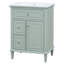 Meuble-lavabo vert 24 po avec lavabo, armoire en bois massif et panneau de fibres à densité moyenne, tiroir rabattable et deux tiroirs de rangement, tablette réglable