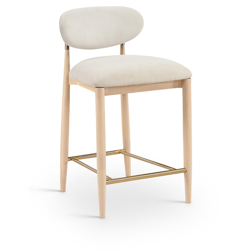 Tabouret en tissu Riccio, Naturel, Brossé, Tissu polyester crème