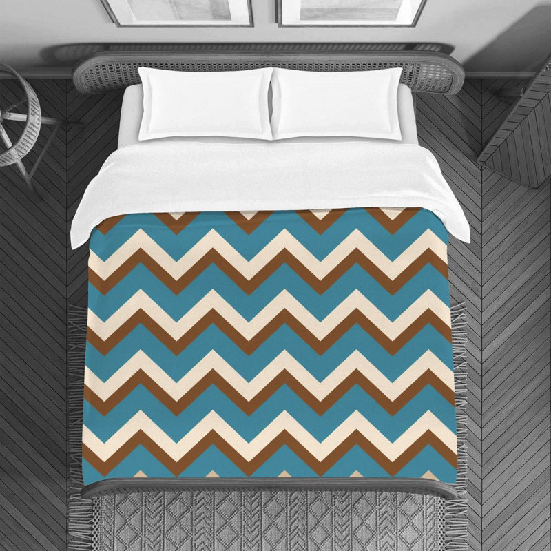 Housse de couette Jozephine, Housse de couette pour lit simple, Bleu/brun