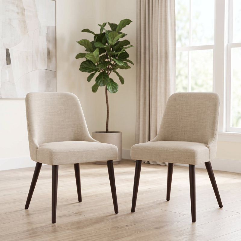 Chaise d'appoint rembourrée en bois massif Bremment, Beige lin