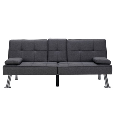 Meilin 65.4" Wide Recilning Convertible Futon Sofa Bed with Console and USB Port (Set of 2)