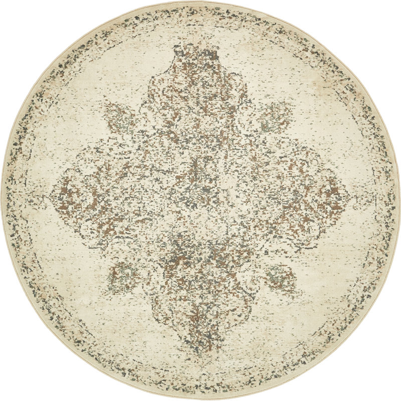 Tapis oriental crème Tobitha, Rond 8 pi