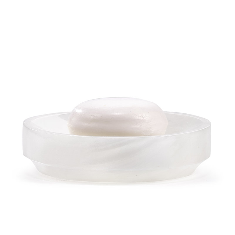 White Onyx Round Soap Dish