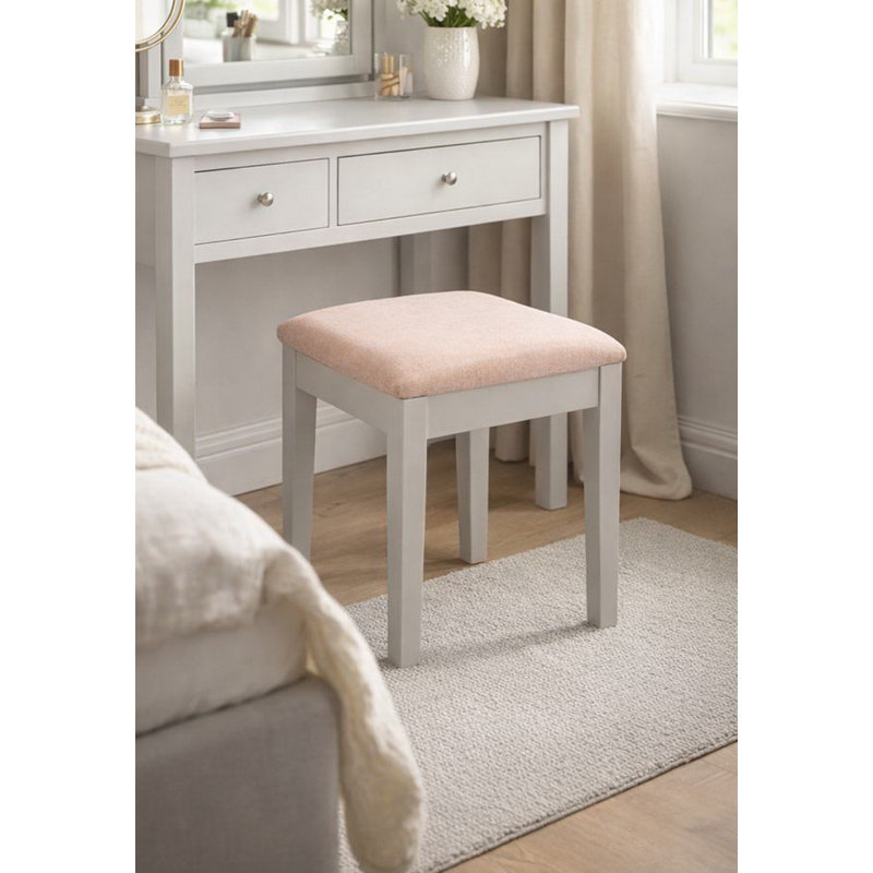 Manufactured Wood Accent Stool, Beige, Linen