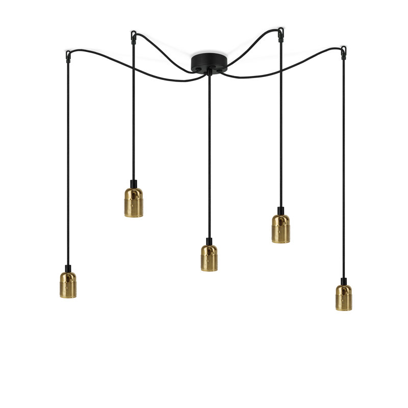 Bi 5 - Light Cluster Pendant, Glossy Brass/Black nut