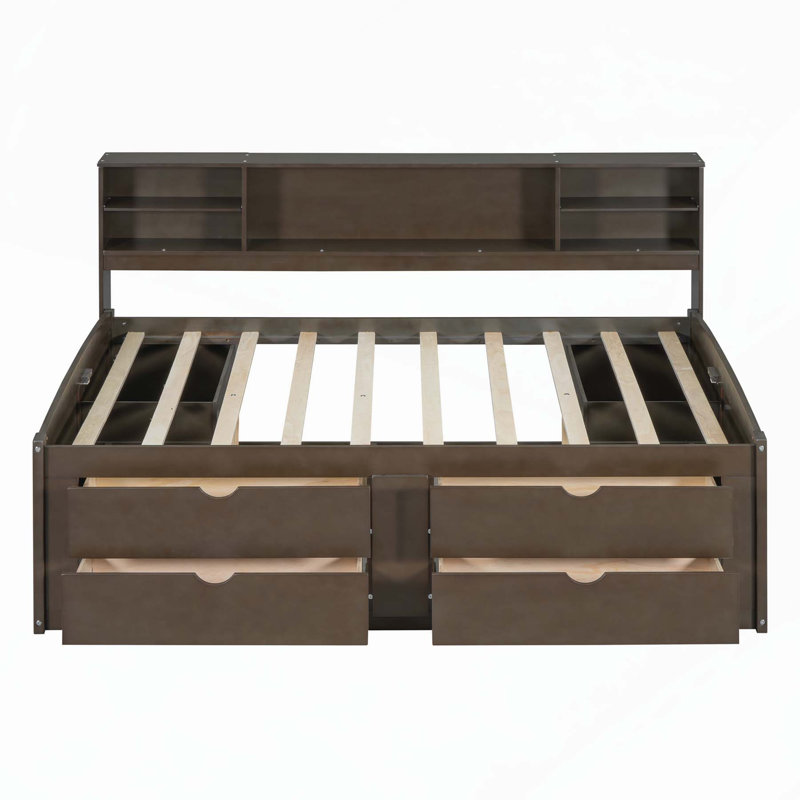 Lit de jour brun antique pleine grandeur avec rangement pratique et fabrication durable