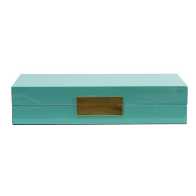 Boîte 4 x 9 bleu avec bijoux or