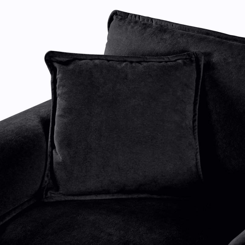 3 canapé modulaire surdimensionné en chenille noire avec assise profonde et espace de confort, Noir
