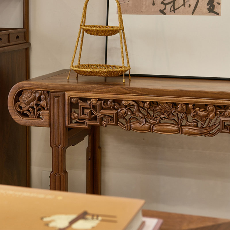 Solid wood carved multi-functional console table