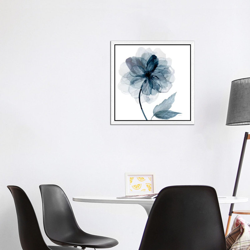 Indigo Bloom I by Carol Robinson - Painting on Canvas, 45.72 cm H x 45.72 cm W, White Framed
