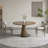 Italian Vintage Solid Wood Round Dining Table Set 6 - Person Solid Wood Top Pedestal Dining Set