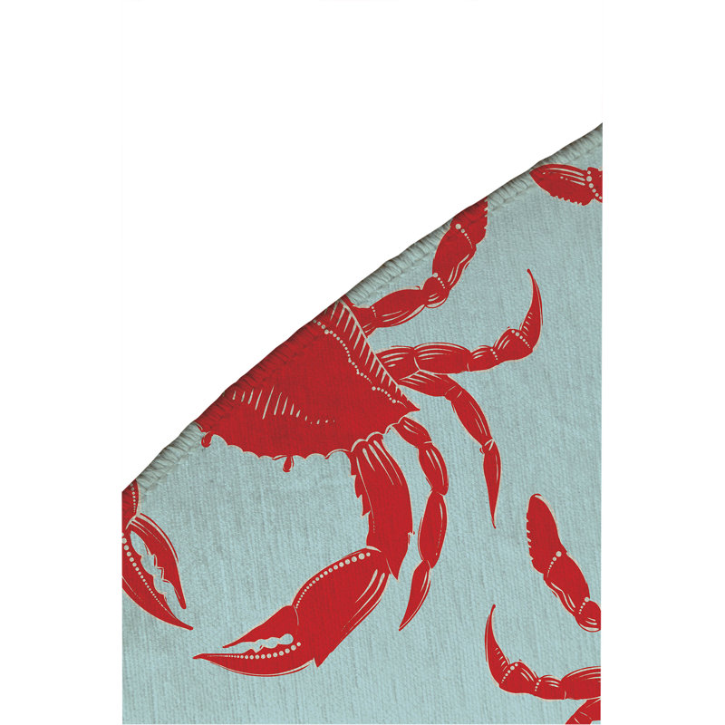 Tapis d'extérieur décoratif Crabby, Bleu, Rond 5 pi