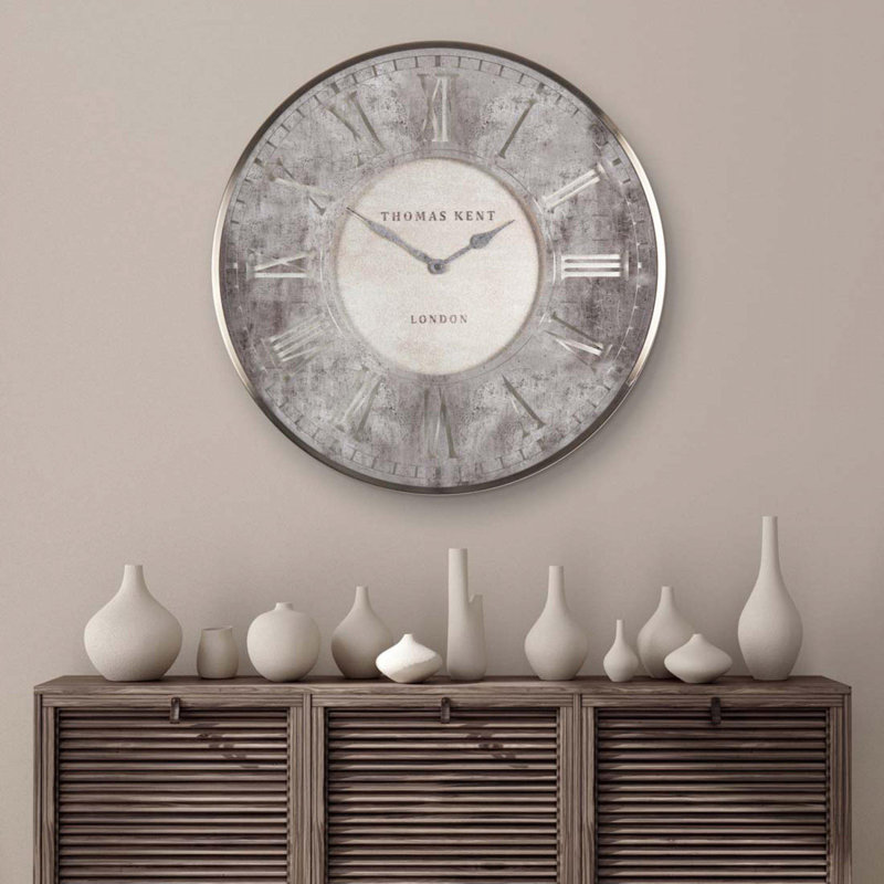 Florentine Wall Clock, Silver, 76cm H x 76cm W x 6cm D