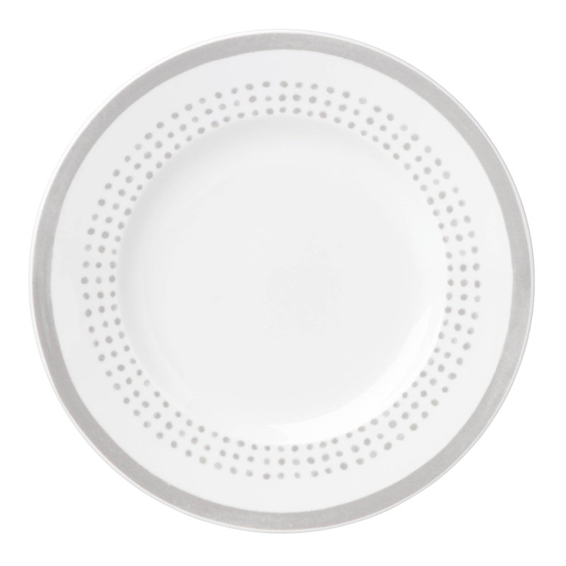 Charlotte Street Porcelain Salad/Dessert Plate, White/Gray