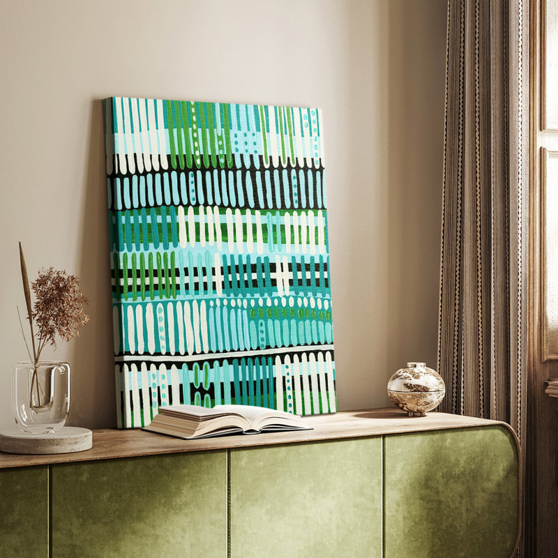 Teal Pattern II -Custom Wrapped Gallery Cavas, 18" H x 12" W